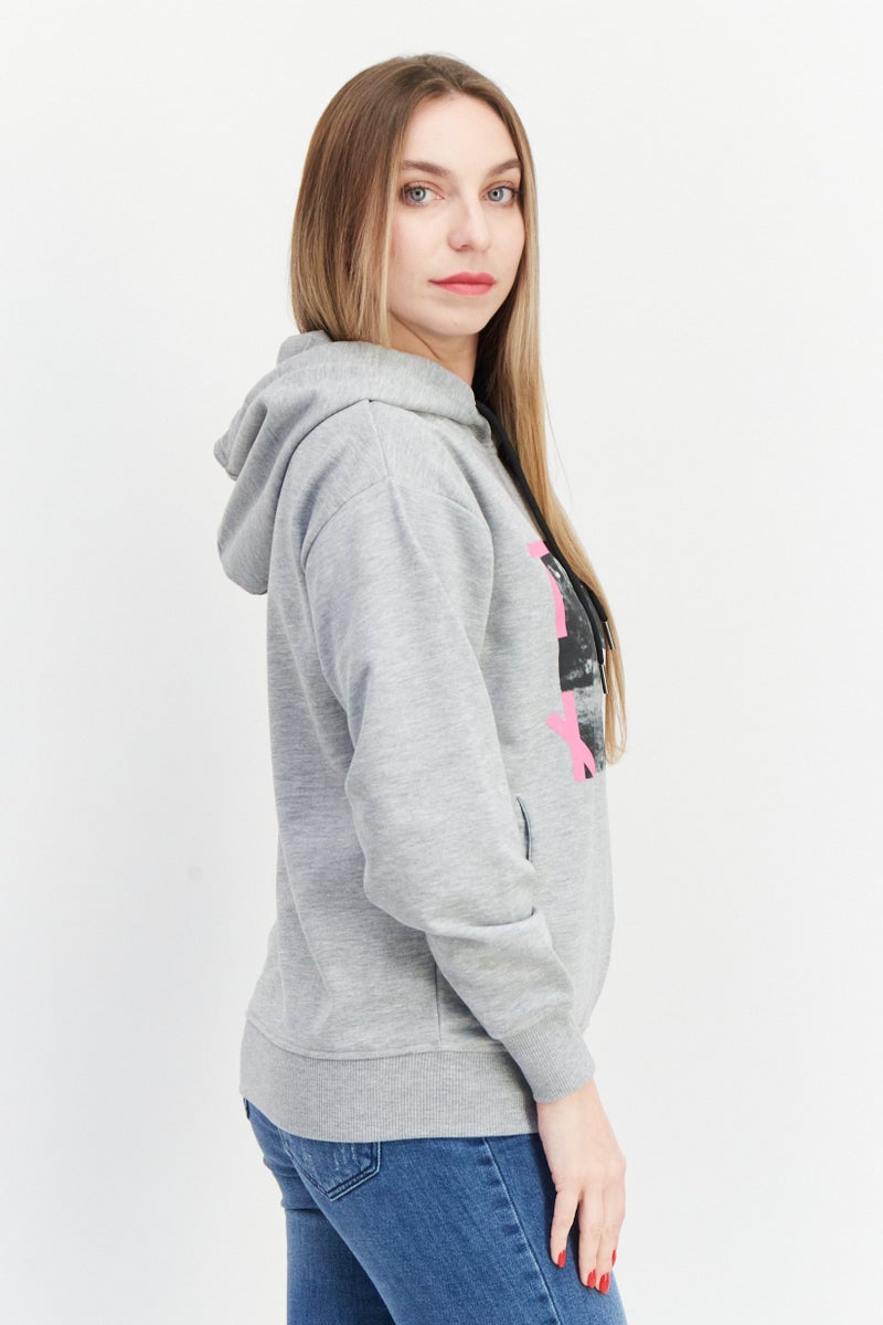 Marilyn Monroe Women Hooded Printed Long Sleeve Sweatshirts, Grey - Image 4